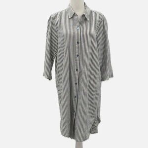 Eileen Fisher Chambray Striped Hemp & Organic Cotton Shirt Dress - NWOT - Medium